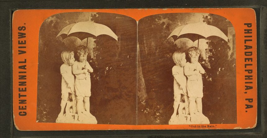 An umbrella in the rain
